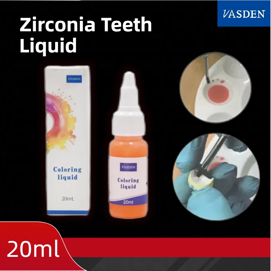 VASDEN Zirconia Masking liquid Dental Material Dental Zirconia Blocks Coloring Liquid For White Ceramic Dyeing Solution 20ML