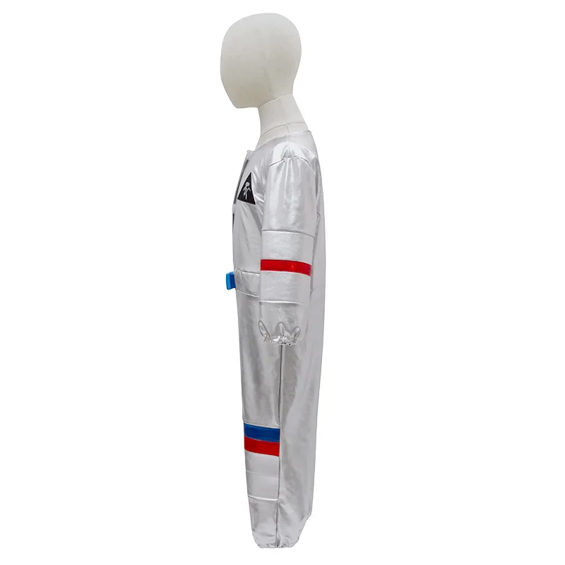 Unisex Meisjes Jongens Zilveren Ruimtevaarder Jumpsuit Met Behandelen Bag Kids Astronaut Halloween Kostuum