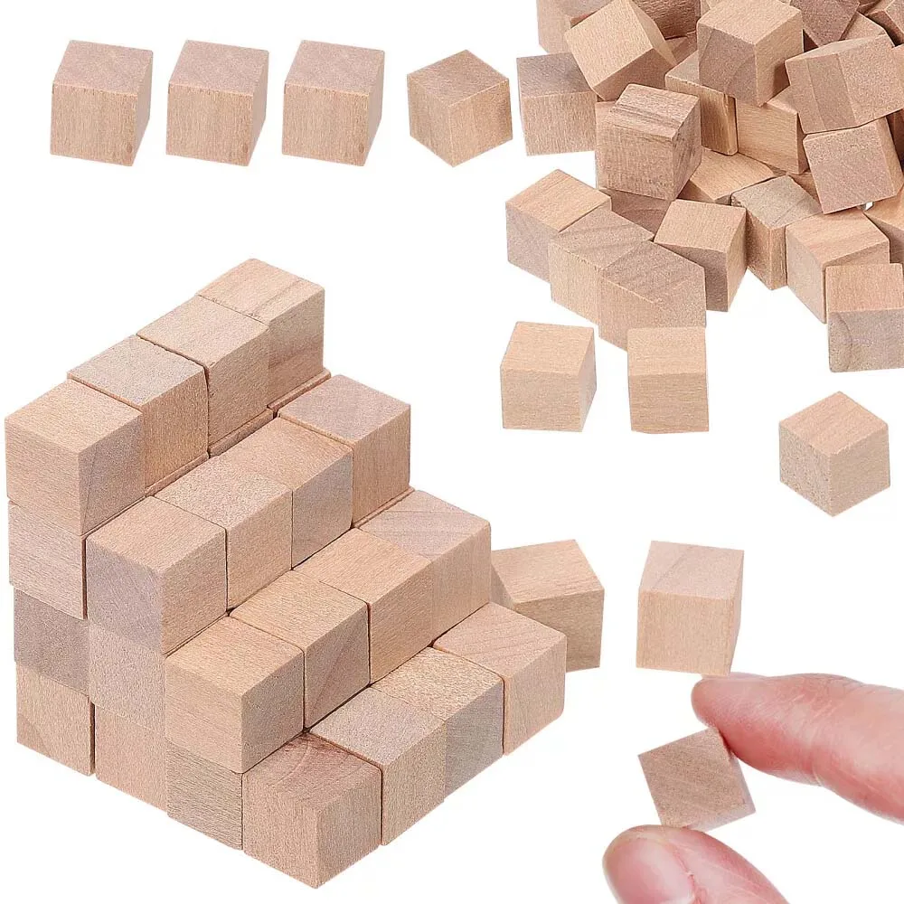 50/100 sztuk drewnianych kostek Małe drewniane klocki DIY Craft Blocks Puste kostki z litego drewna