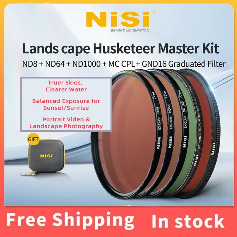 NiSi Landscape Musketeer Master Multi‑Filter Pack ND8+ND64+ND1000+MC CPL+GND16 for Sunset & Seascape Shots