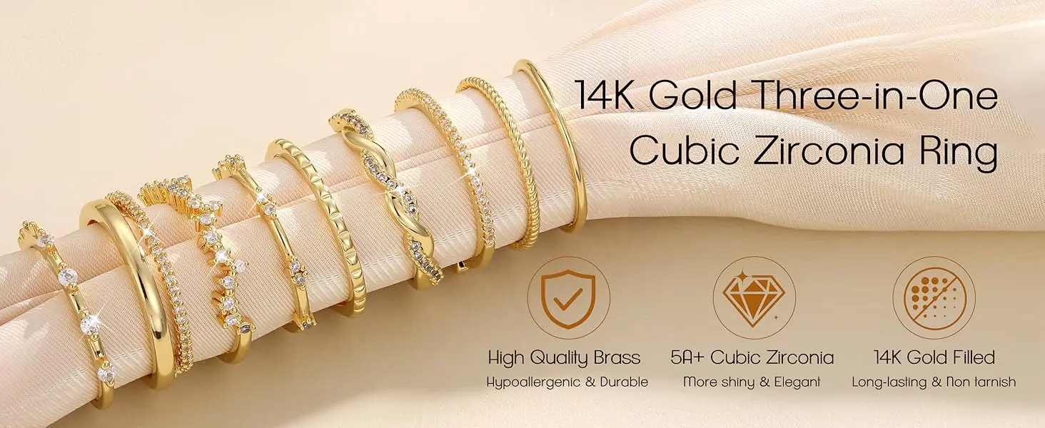 CZ Adjustable Stacking Ring Set — product information 5
