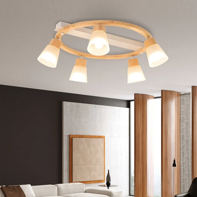 

Modern LED Ceiling Light Wooden Chandelier Lamps Home Decor Lighting for Bedroom Living Dining Room Kitchen