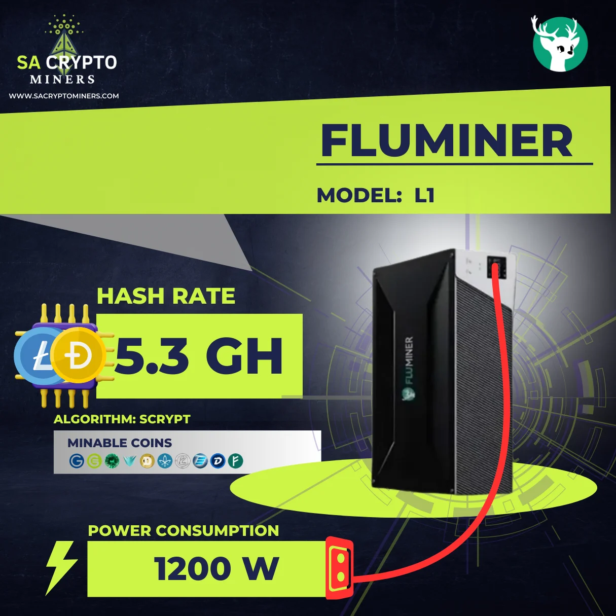 

AA BUY 2 GET 1 FREE NEW Fluminer L1 - (5.3GH/s) Dogecoin (scrypt) Miner - AliExpress