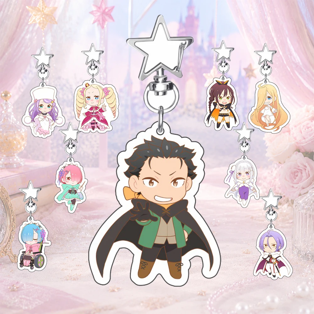 Anime ReZero Emilia Rem Subaru Beatrice Acrylic Stand Pendant Charm Desktop Collection Room Decor Gift Accessories keychain