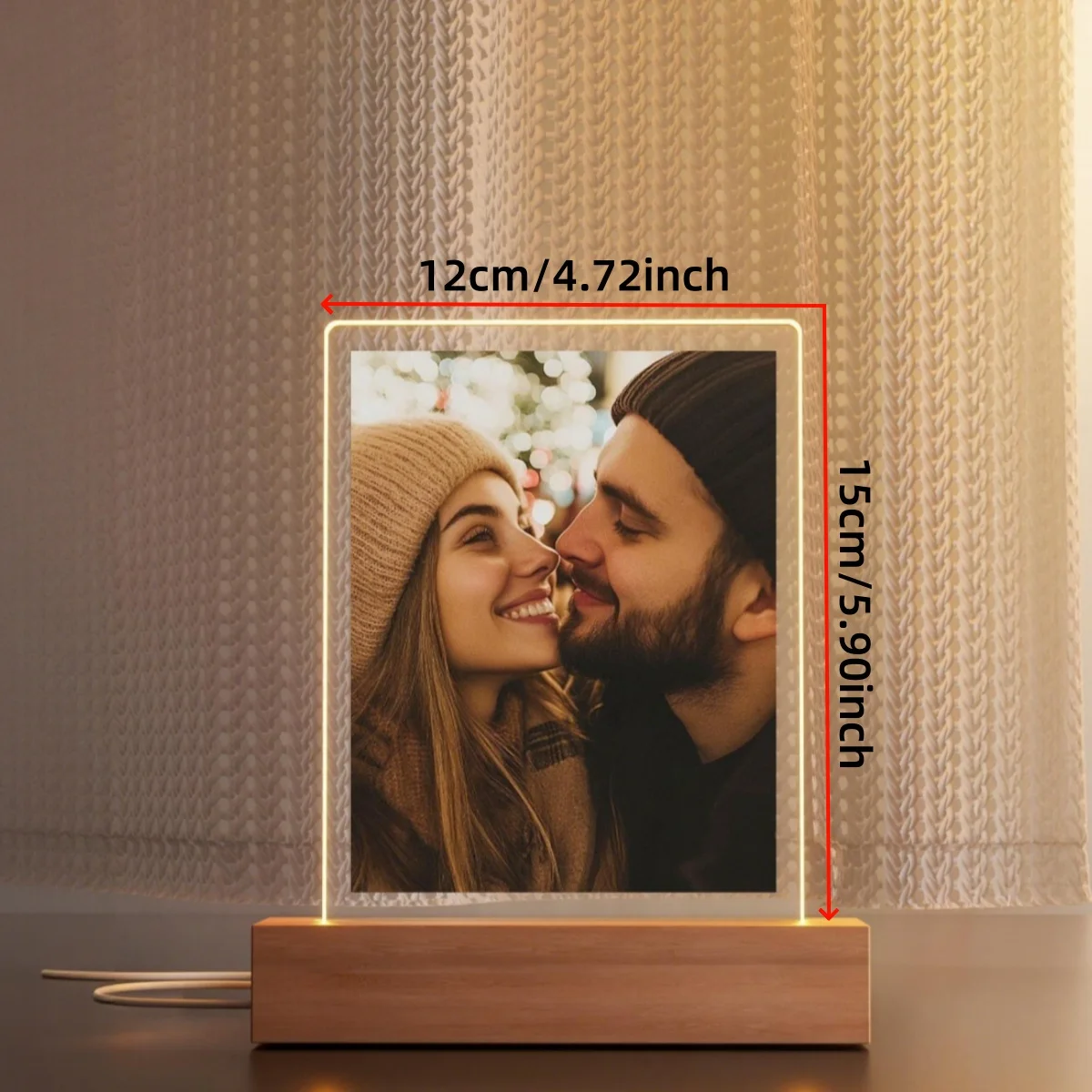 Customized Desktop Decor – Personalized Acrylic Bedside/Desk Lamp with Photos and Text; Ideal for Weddings or Anniversaries