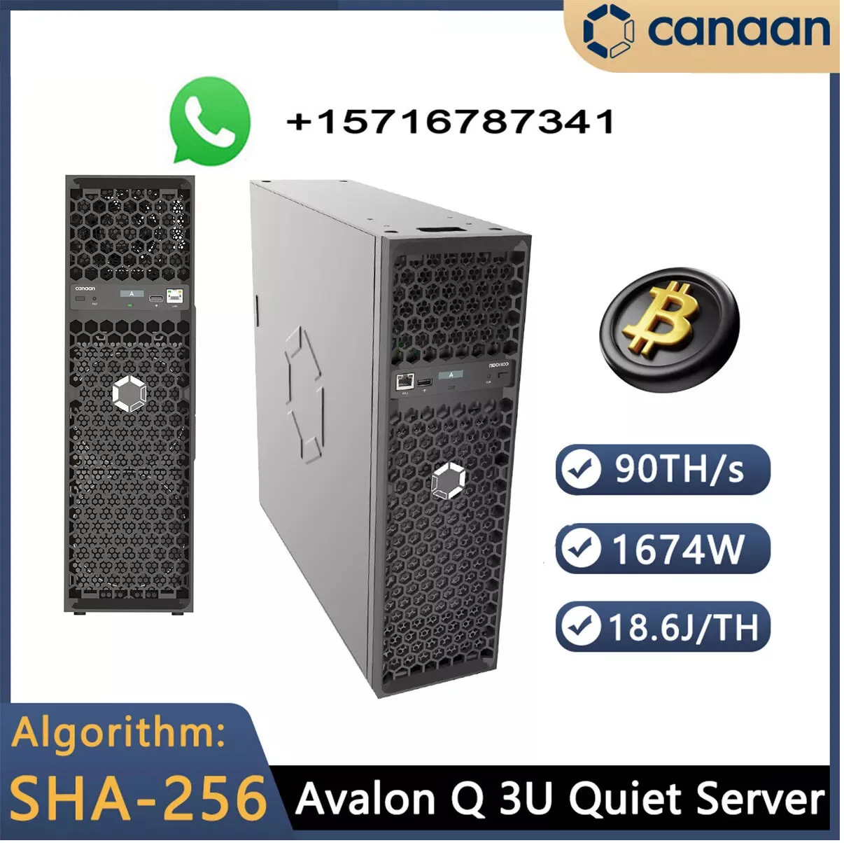 TB BUY 2 GET 1 FREE New Canaan Avalon Q 90TH/s BTC Miner 1674W 18.6J/TH Home Quite Miner