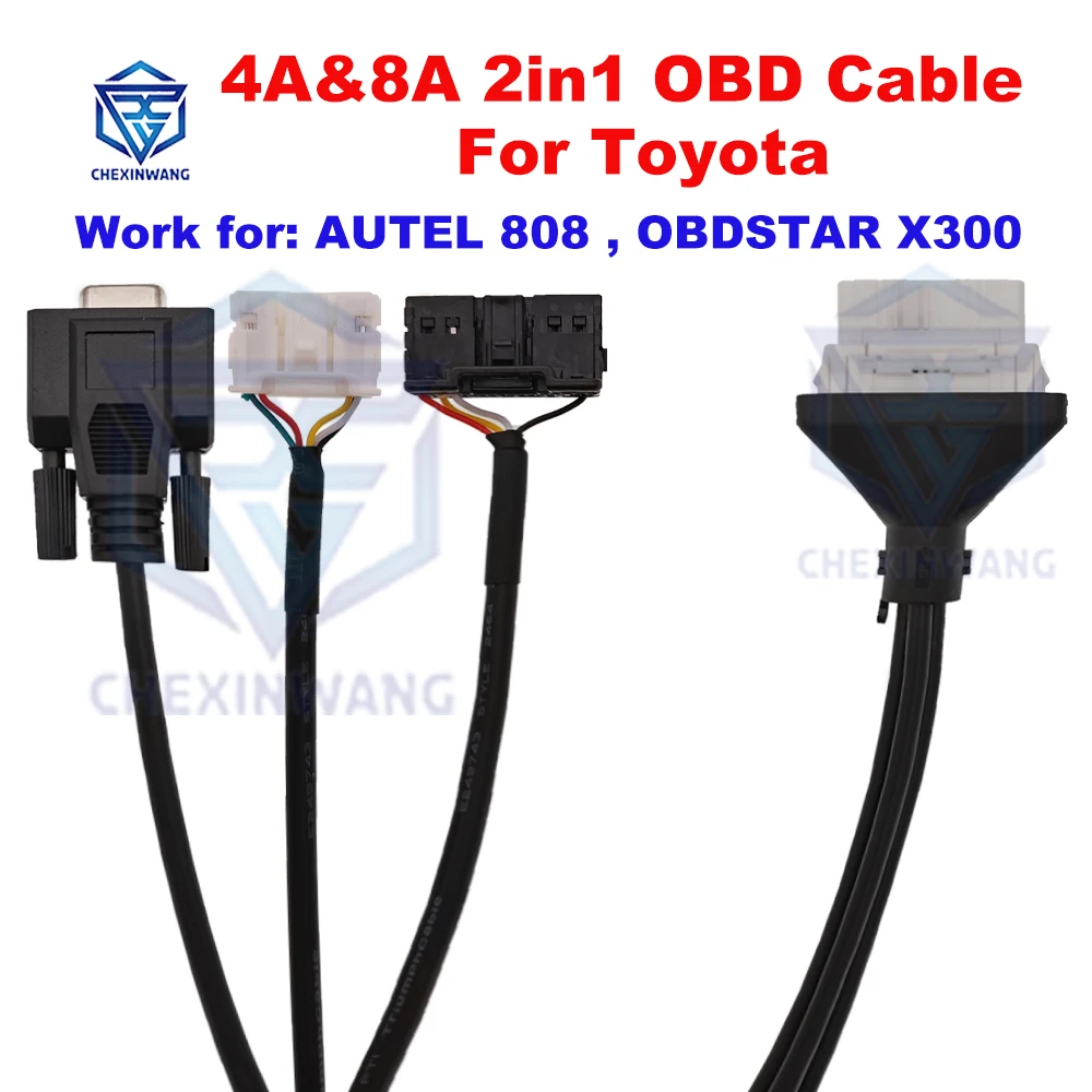 4A And 8A Cable for Toyota 2in1 Directly Programming Cable for Toyota 4A 8A Remote Programming Work For Autel GBox X300 DP PAD2