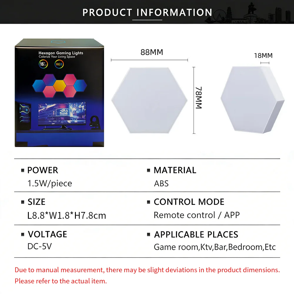 Sechseckige, verbindbare Quantum-Light Gaming Smart Sound Reactive Honeycomb RGB LED-Wandleuchte für den Innenbereich mit Farbwechsel MAX