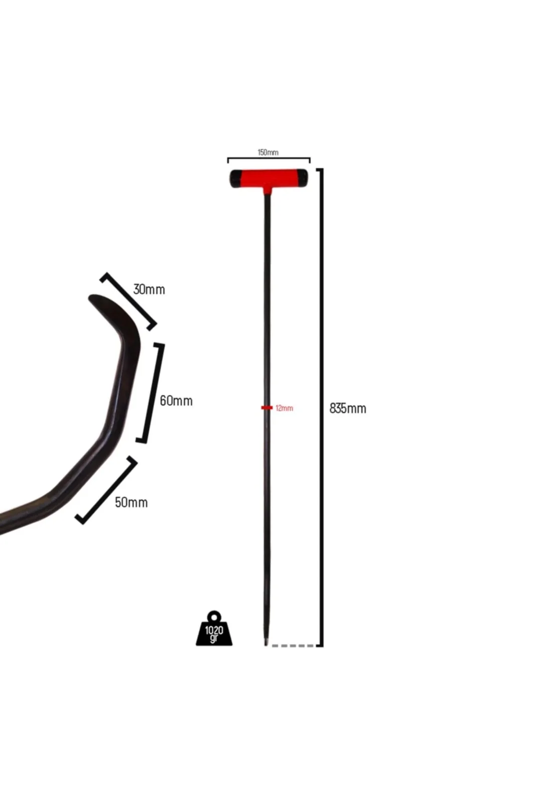 Paintless Dent Repair Tools Dent Fix Car Body Removal PDR Sticks Sets Double Curve Stick Hook Red