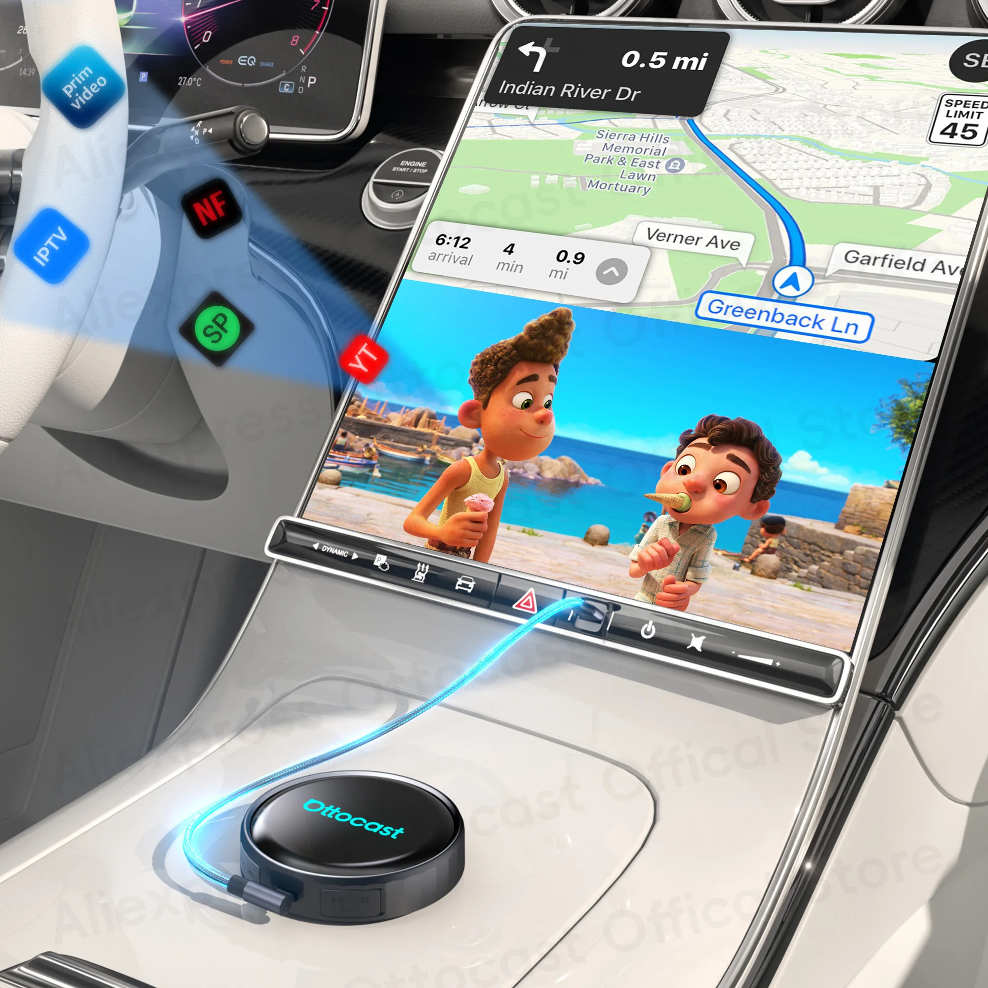 OTTOCAST P3 PRO AI Box Smart SM6225 Android Box Wireless CarPlay Android Auto AI Voice Aksesoris Mobil untuk VW Toyota Benz