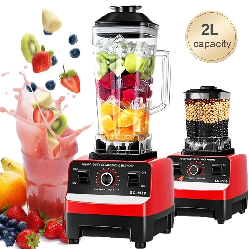 Licuadora Comercial DWiusty de 2000W, Mezcladora Estacionaria de Alta Potencia para Alimentos, Hielo y Smoothies, Procesador de Alimentos para Cocina