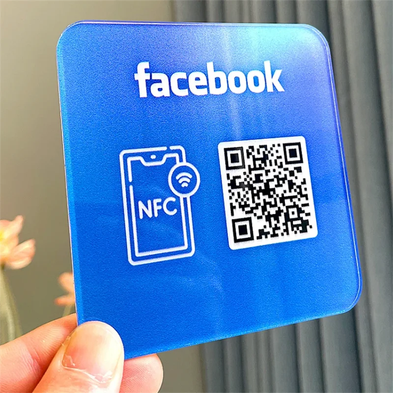 Customized Business Media Sign, QR Code Sign, Acrylic Plate with Adhesive Backing, Instagram and Facebook