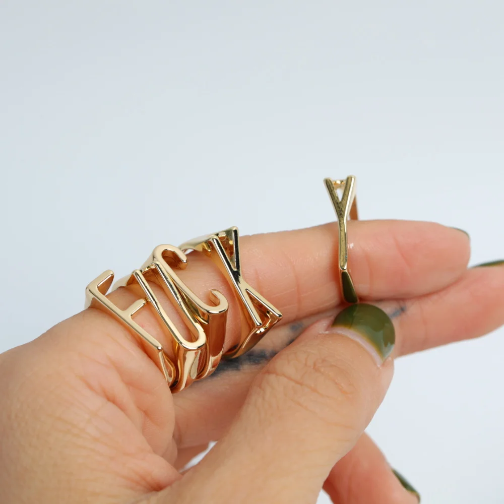 Zciti Fashion Initial Letter Rings For Women Stainless Steel A-Z Finger Ring Aesthetic Wedding Jewelry Gift Bijoux Femme 2023
