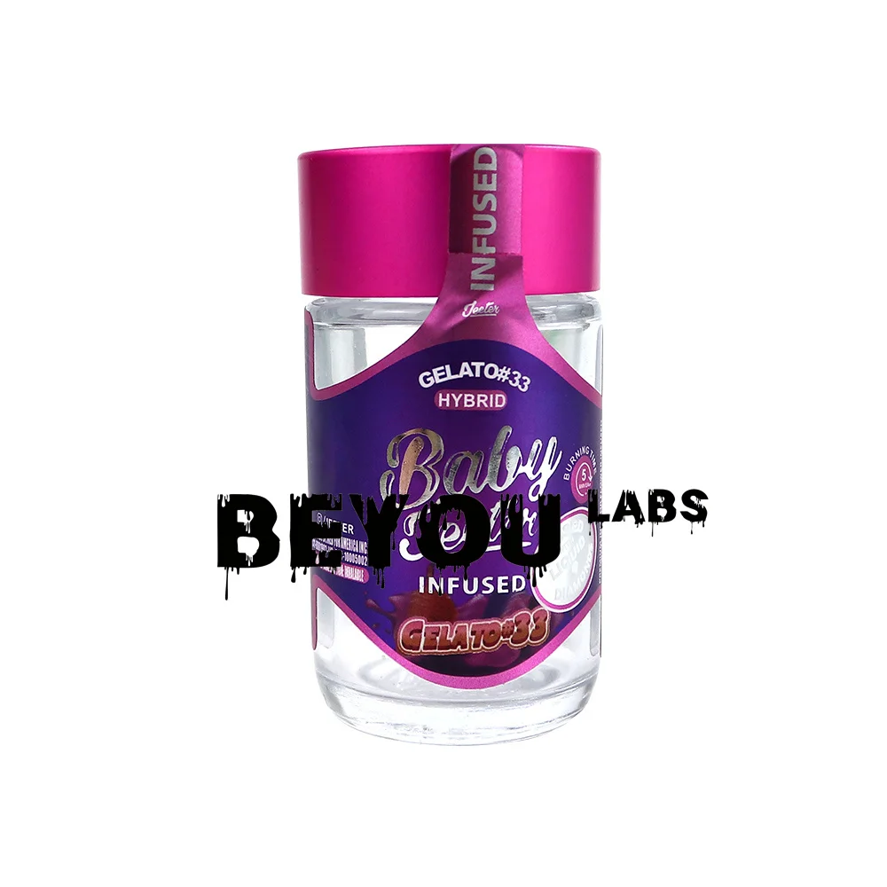 Empty Glass Jar Infused Roll Jetter Storage Bottle Laser Seal Sticker Aluminum Plate Child Proof Lid Black Display Box Custom