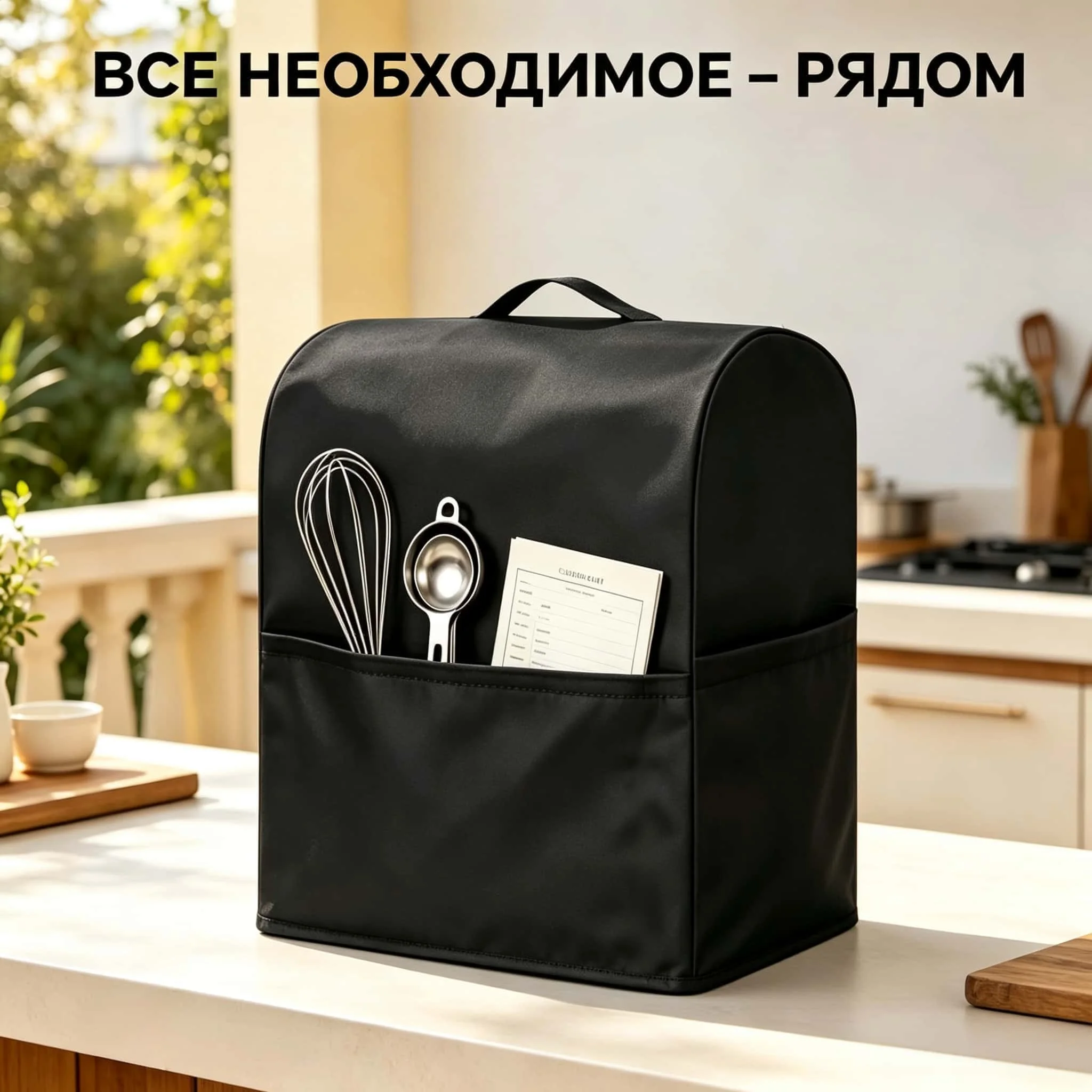 Kitchen Utensils Black Vertical Blender Protective Cover, with Pockets, Portable Oxford Cloth Sleeves