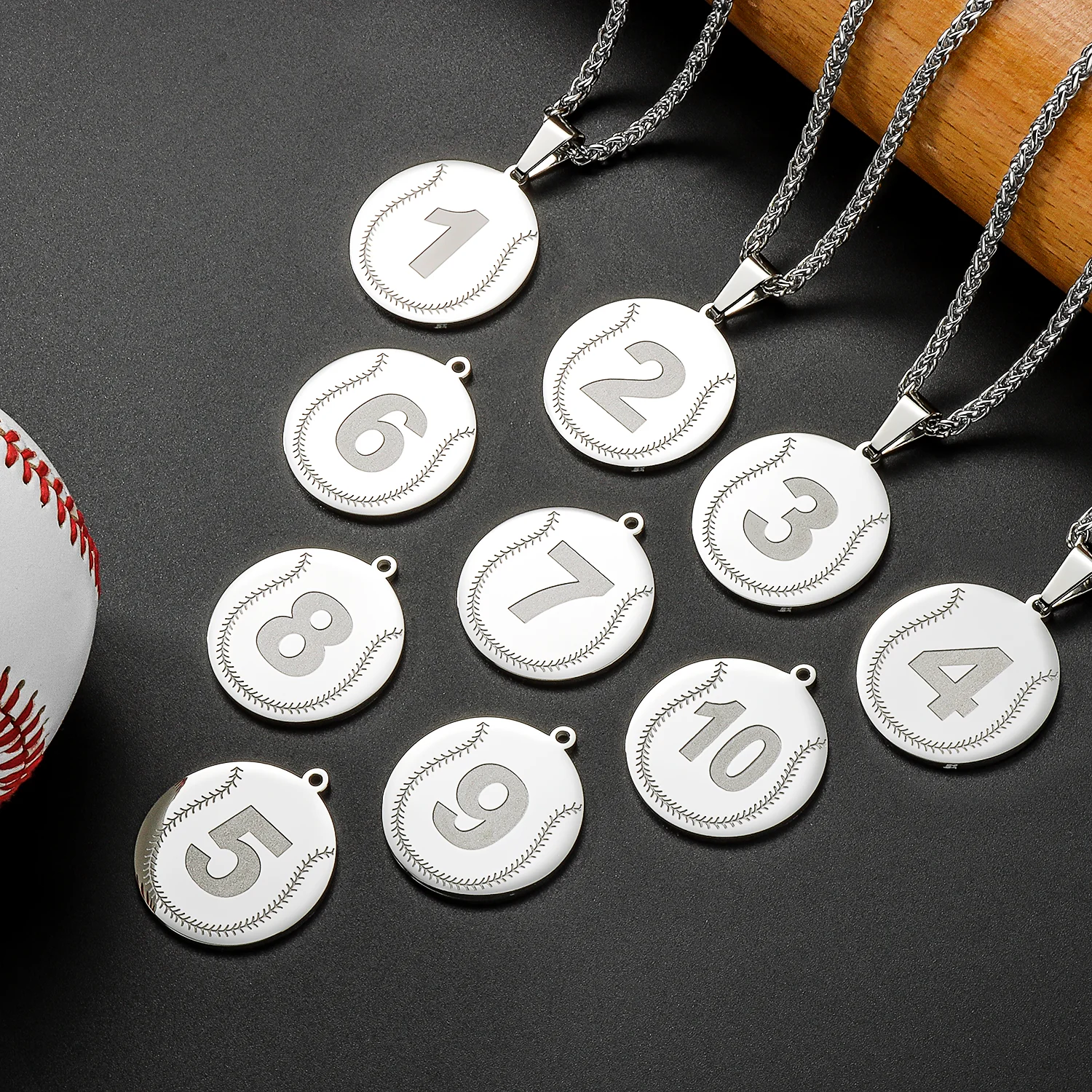 

AMITER Number Stainless Steel Baseball Necklaces Number0-99 Pendant Necklaces Gifts from Baseball Members,Remarks Number