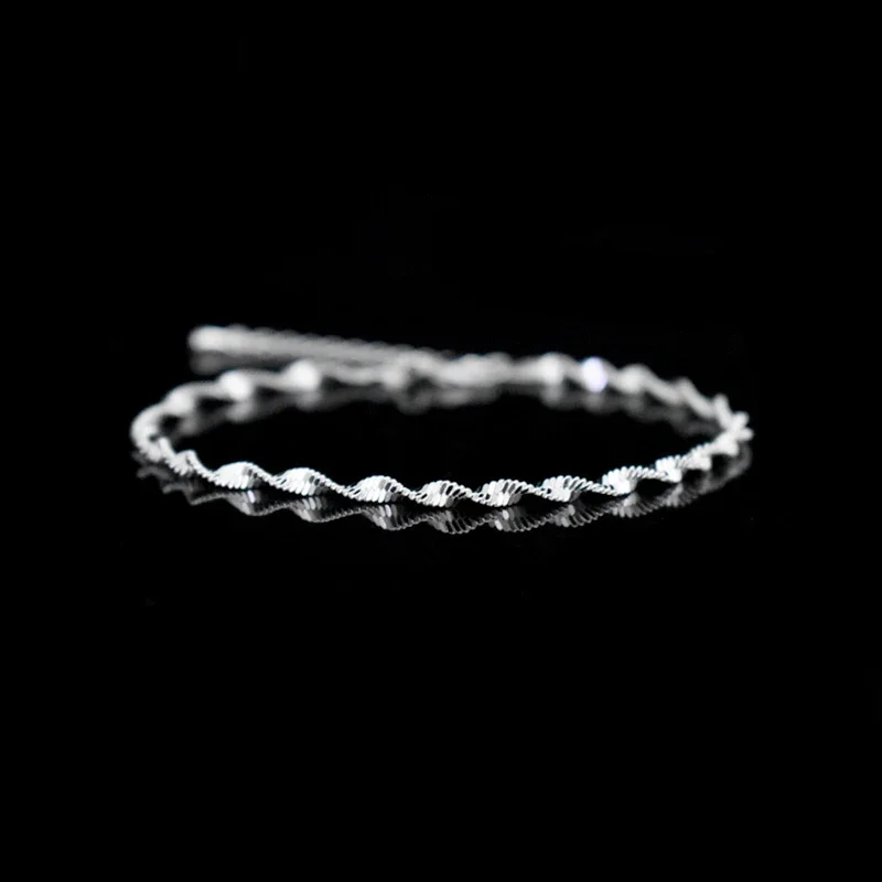 Nowe mody proste skręcone bransoletka z motywem fali 925 Sterling Silver delikatny Spin wzór łańcuch ręczny kobiety i dziewczyny biżuteria bransoletki prezent — zdjęcie 2