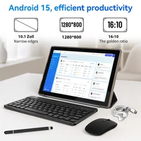 10.1 Inch Android15 Tablet Bundle Set Octa‑Core A523,20GB(3+17GB Virtual)RAM 64GB ROM 1TB Expandable,Widevine L1 IPS 16:10 Display WiFi6 Face ID Unlock 5000mAh Dual Speakers Full Kit with Keyboard Mouse Case Stylus Earbuds for Study Office 4