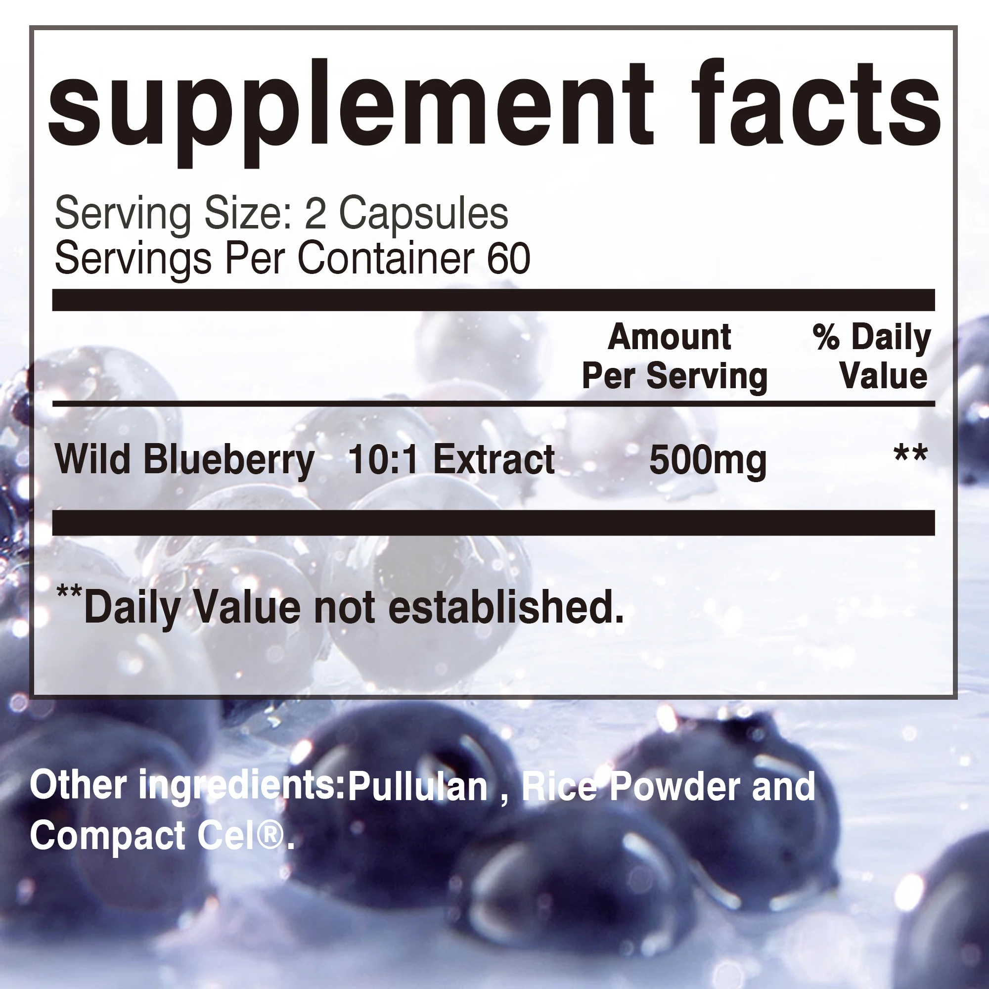 Natural Wild Blueberries - Antioxidant, Enhance Vision and Immunity, Healthy Aging - 120 Capsules