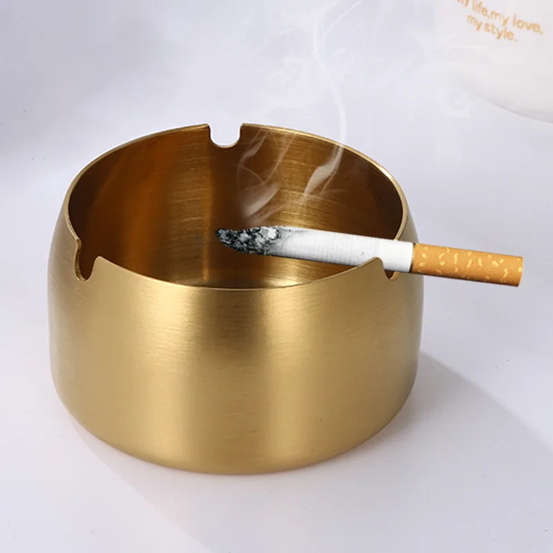 Silver Metal Ashtray for Cigarette Windproof Stainless Steel Ash Tray