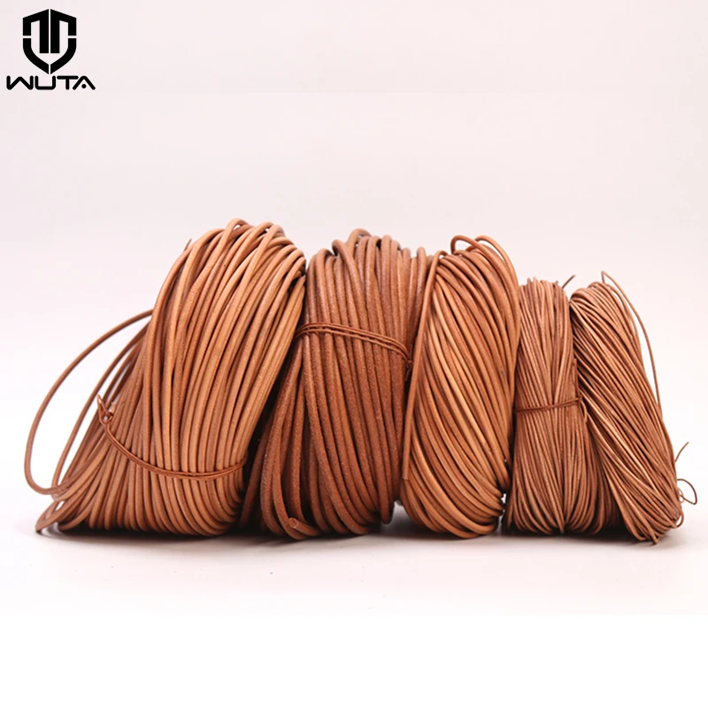 WUTA 5 Meters 100% Genuine Leather Cord Round Rope 1.5-6mm Leather Strap Strings Woven Rope Jewelry Necklace Bracelet Lace