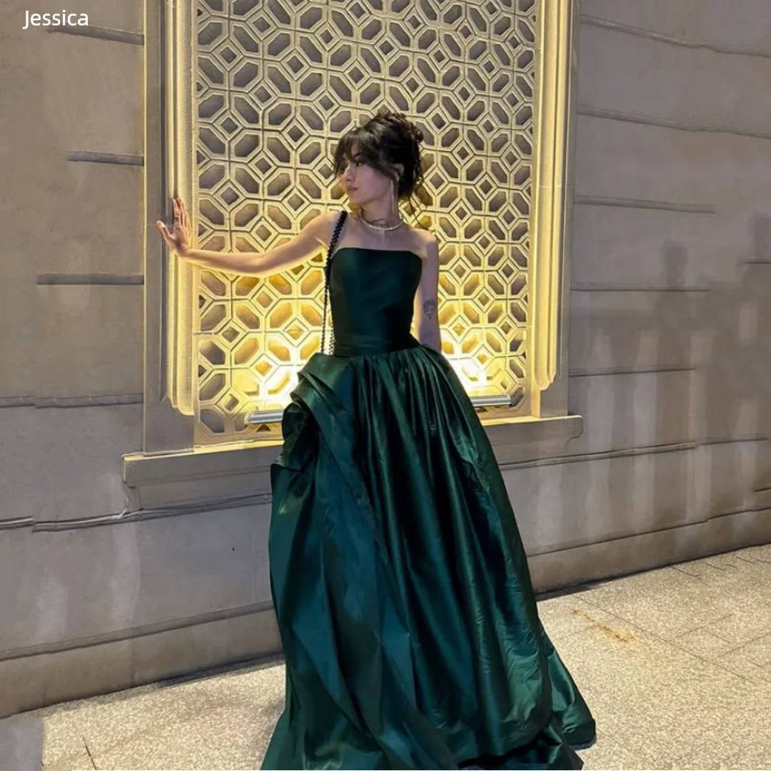 

Джессика Сексуальные вечерние платья с открытыми плечами Тафта с оборками Пром платья А-образные боковые вентиляционные отверстия Вечерние платья