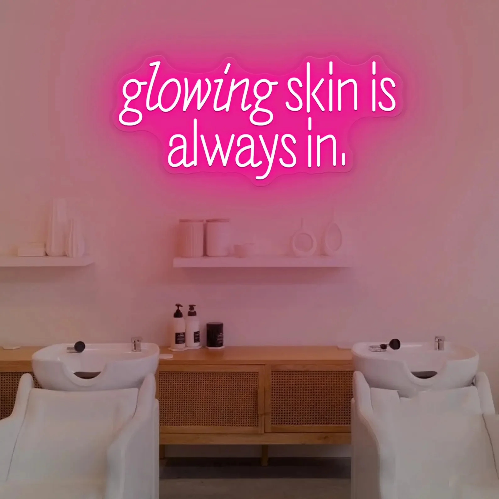 Glowing Skin Is Always In Neon Sign, Business Beauty Salon LED Sign,Skincare Salon Decor,Spa Studio Decor,Skincare Wall Sign