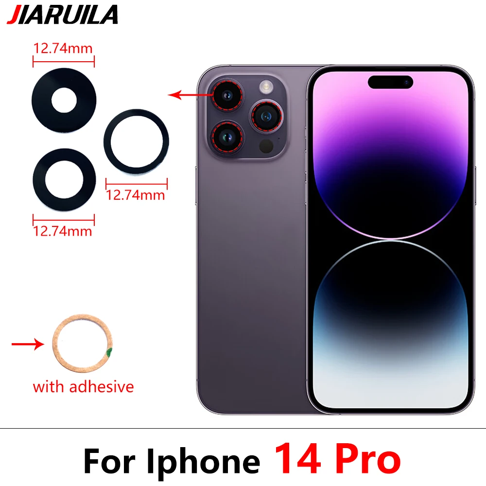 Lensa kaca kamera belakang IPhone 14 Pro Max/IPhone 14 Plus, kamera kaca dengan lem stiker perekat