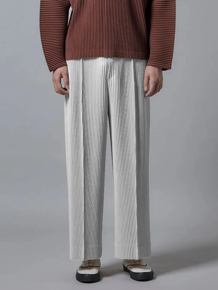 

Miyake Men's Pleated Pants Wide Leg Loose Fit Fashion Trousers