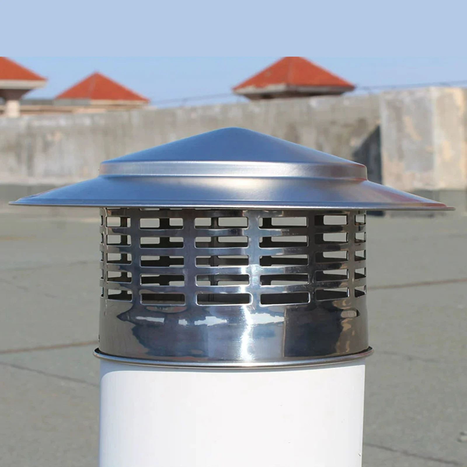 304 Umbrella Chimney Hat Cap Ducting Pipe Rain Water Cap Waterproof Pipe Cover Fresh Air Exhaust Pipe Cap Roof Hood Pvc Pipe Cap