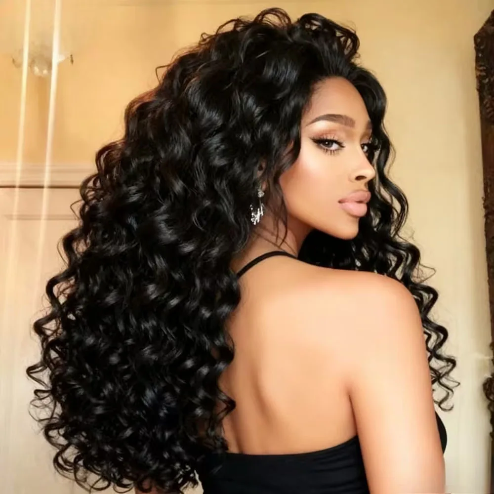 

250 Density Human Hair Wigs 100% Transparent Curly Wigs 13x6 Hd Lace Frontal Wig Brazilian High Density Deep Wave Wigs 40 Inch