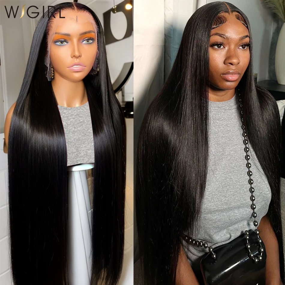 Wigirl HD 40 inch Straight 13x6 Human Hair Lace Frontal Wigs 250 Density Remy PrePlucked 13x4 Lace Front Wig For Women