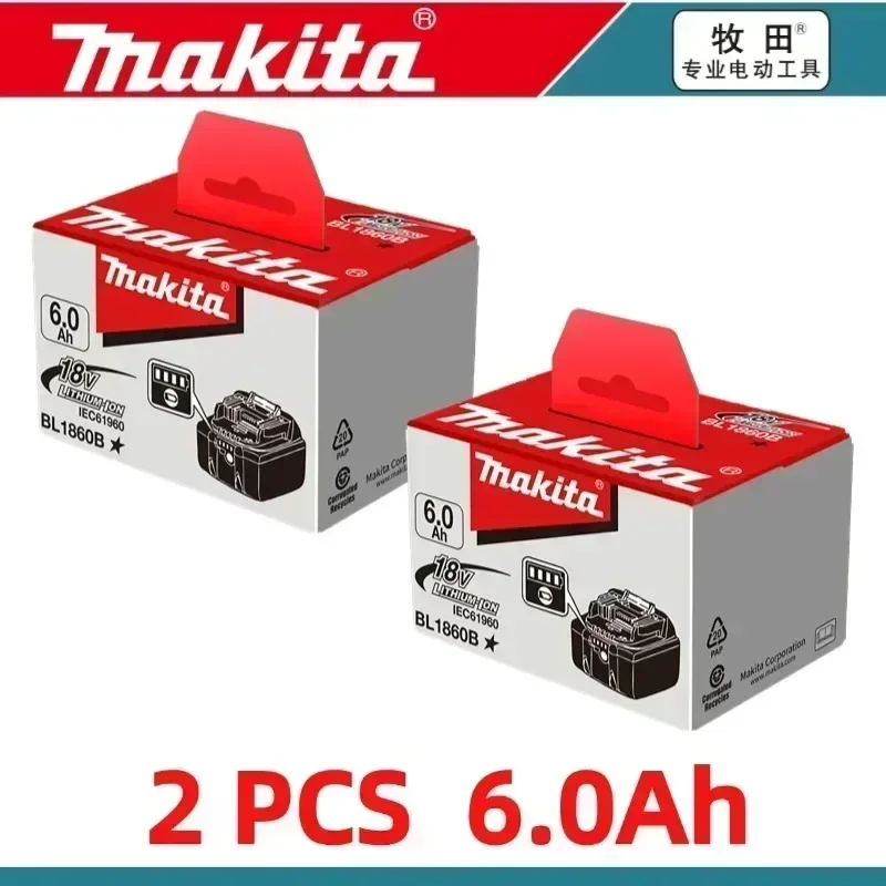 100% Original Makita 18 V Akku 6,0 Ah Wiederaufladbares Elektrowerkzeug Makita 18 V Akku, Austauschbarer LED-Lithium-Ionen-Akku, BL1860B