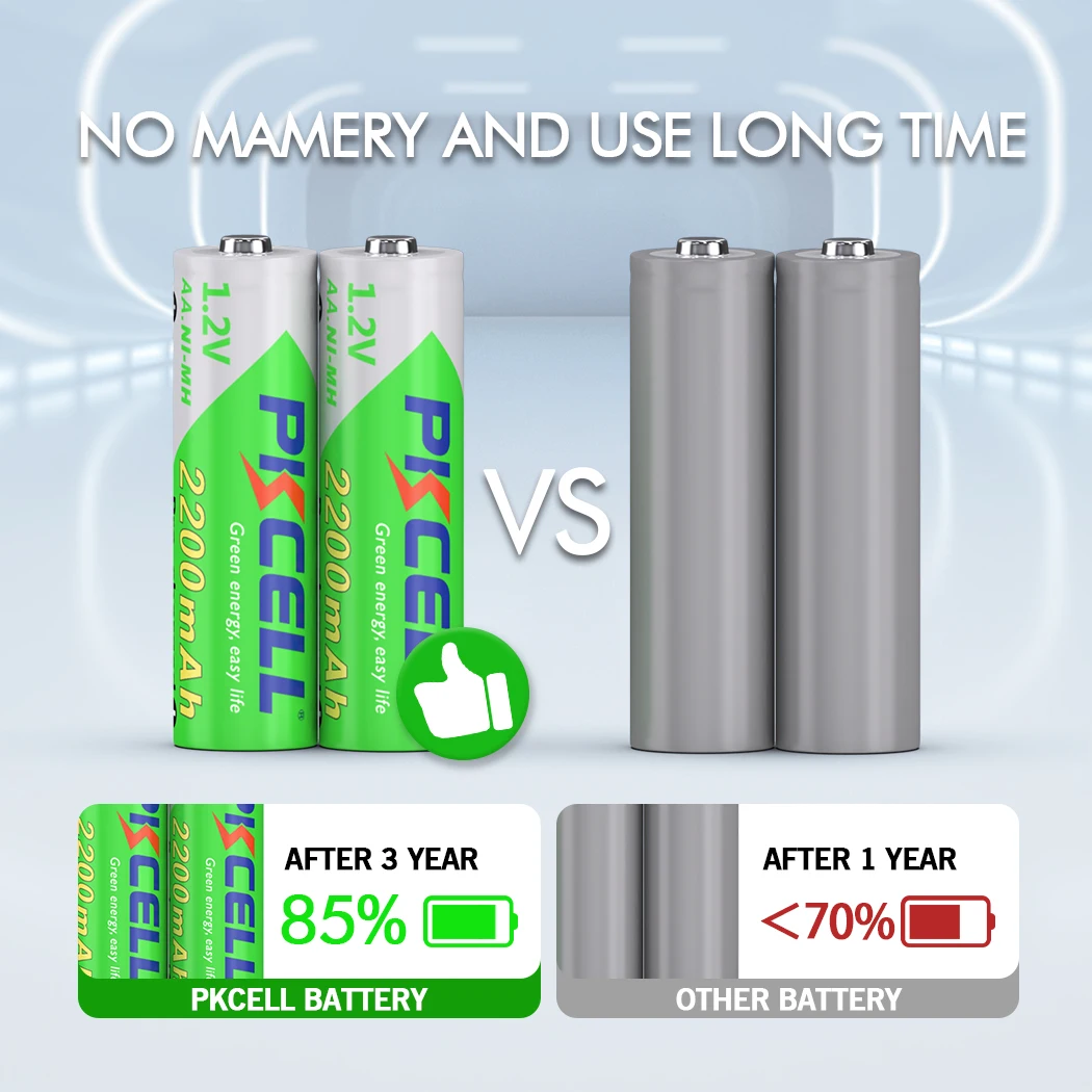 10PCS PKCELL AA 2200MAH バッテリー 1.2V NIMH aa 充電式バッテリー 2A プリチャージ LSD バッテリー Ni-MH カメラ玩具用