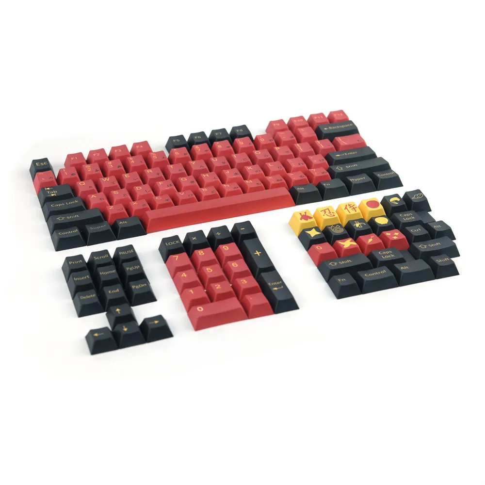 

Колпачки для клавиш GMK red samurai, колпачки для клавиш 124 клавиш PBT, колпачки для клавиш с краской в виде вишневого профиля, персонализированные колпачки клавиш GMK для механической клавиатуры