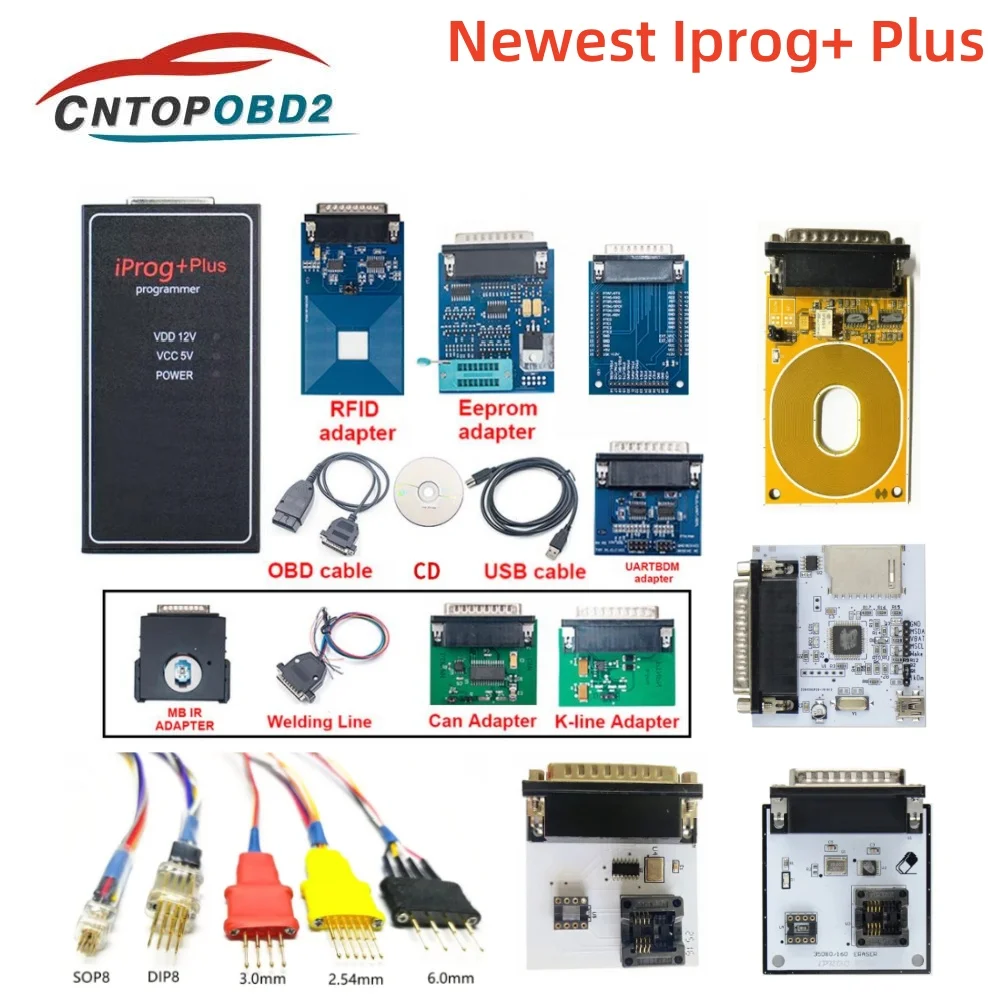 

Iprog Plus V777 Full Adapters key Programmer ECU Tool Iprog + PLUS V85 Support IMMO Mileage Reset ECU Diagnostic Tool Till 2019