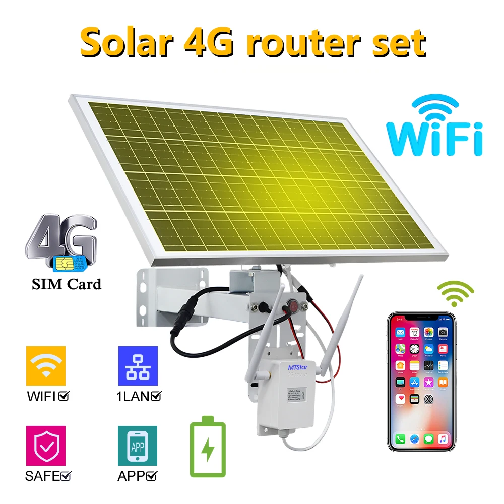 MTStar 30W/20AH All Netcom LTE router solar powered camera monitoring outdoor waterproof 4G wireless solar router