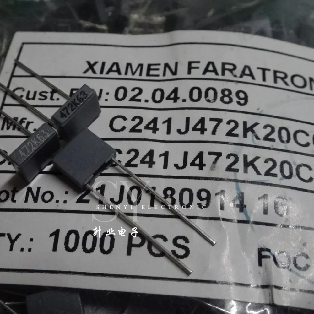 20pcs/lot Fara C241J 0.0047uf 63V 4.7nf 4n7 4700pf 472 K Brand New 5mm Film Capacitor C241J472K20C000