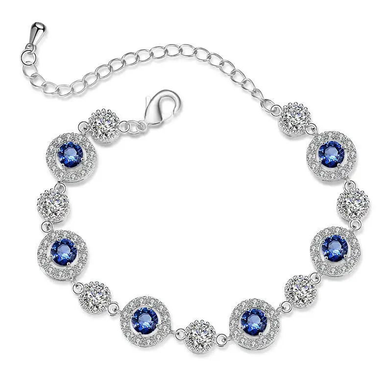 

Luxe Radiance Blue Sapphire Halo Bracelet