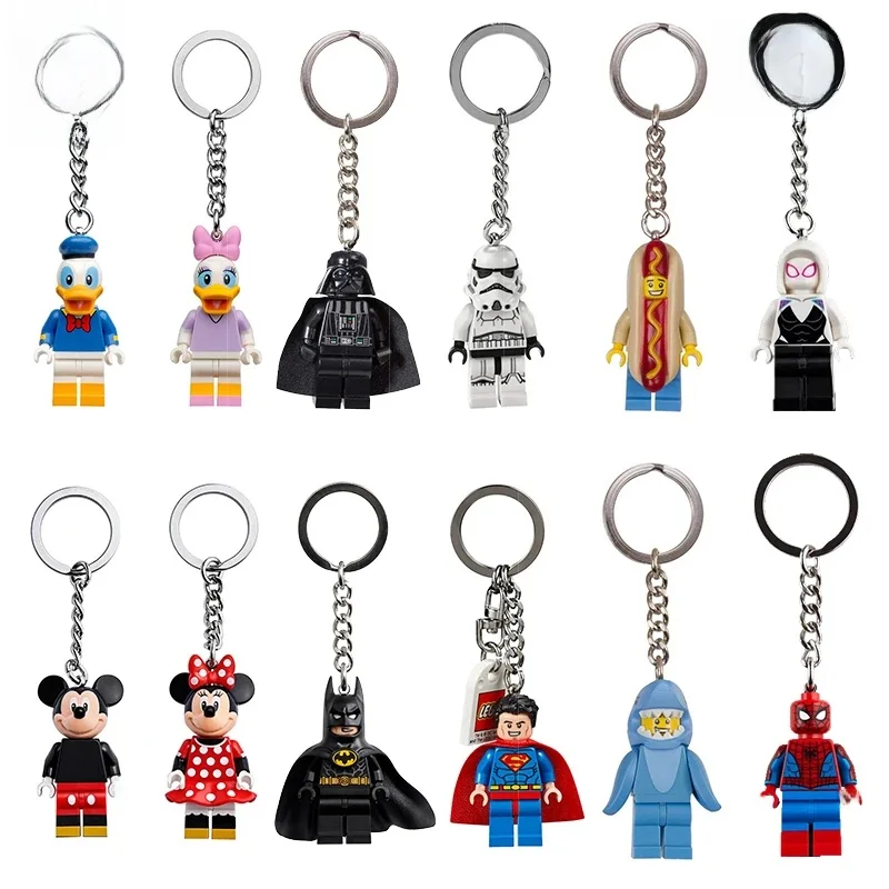 Porte-clés Lego Spider-Man Gwen, Miles Morales, Emperor Palpatine, Loki, Batman, Darth Vader, Iron Man, Yoda Bébé, Stormtrooper
