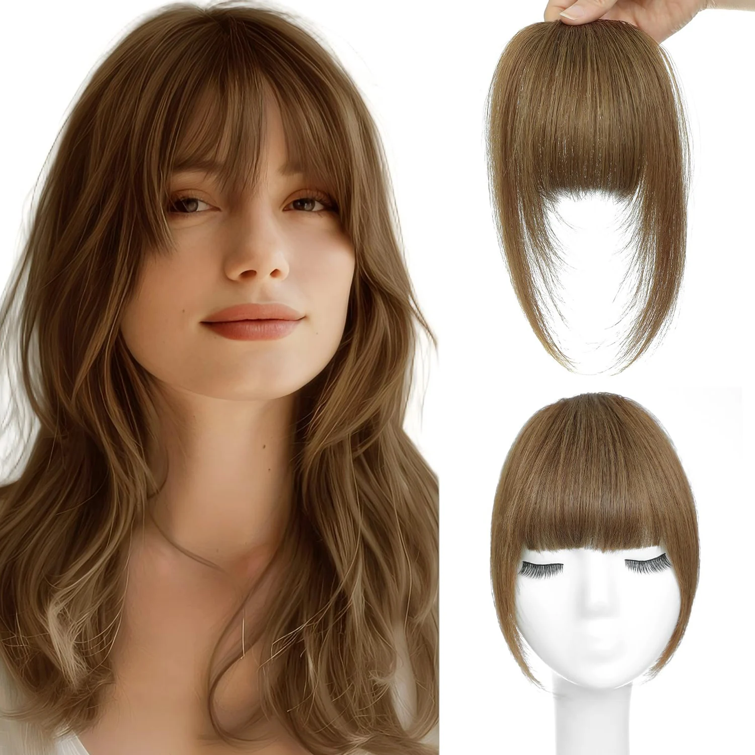CC YOUNG Echthaar-Wispy-Pony mit Schläfen, gebogener Fransen-Haarschmuck, Clip-in-Air-Pony, Kawaii-Haarteile, schneller Haarwechsel 10