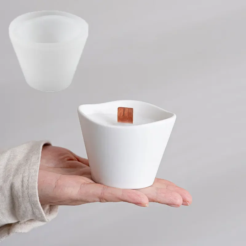 Twisted Candle Cup Cement Mold Succulent Plant Pot Concrete Tray Mold Aroma Crystal Vessel Wave shaped Gypsum Silicone Mold — zdjęcie 2
