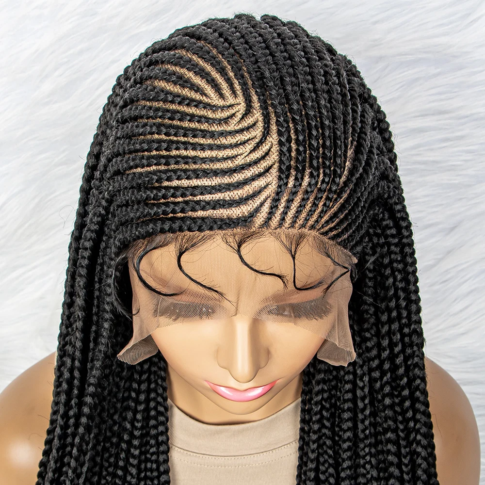 Synthetic Lace Front Wigs Braided Wigs 13x6 Lace Front Braids Wig Knotless Box Braids Wigs With Baby Hair for Black Women