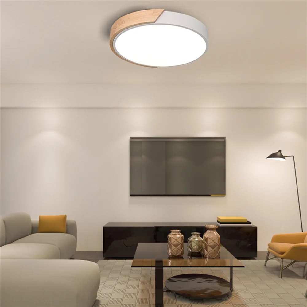 

Modern LED Ceiling Lights for Living Room Bedroom Led Ceiling Lamp Round Wooden Macaron Colors Backgroubd led Lighting Lustre