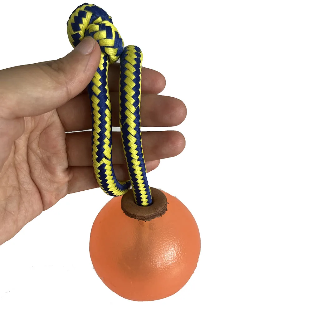 Dog Training Magnetic Ball, Orange Soft Ball with Rope