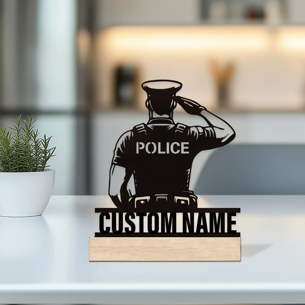 Placa de Identificación Personalizada de Metal con Nombre, Estilo Policía, Decoración con Texto, Regalo para el Hogar/Oficina