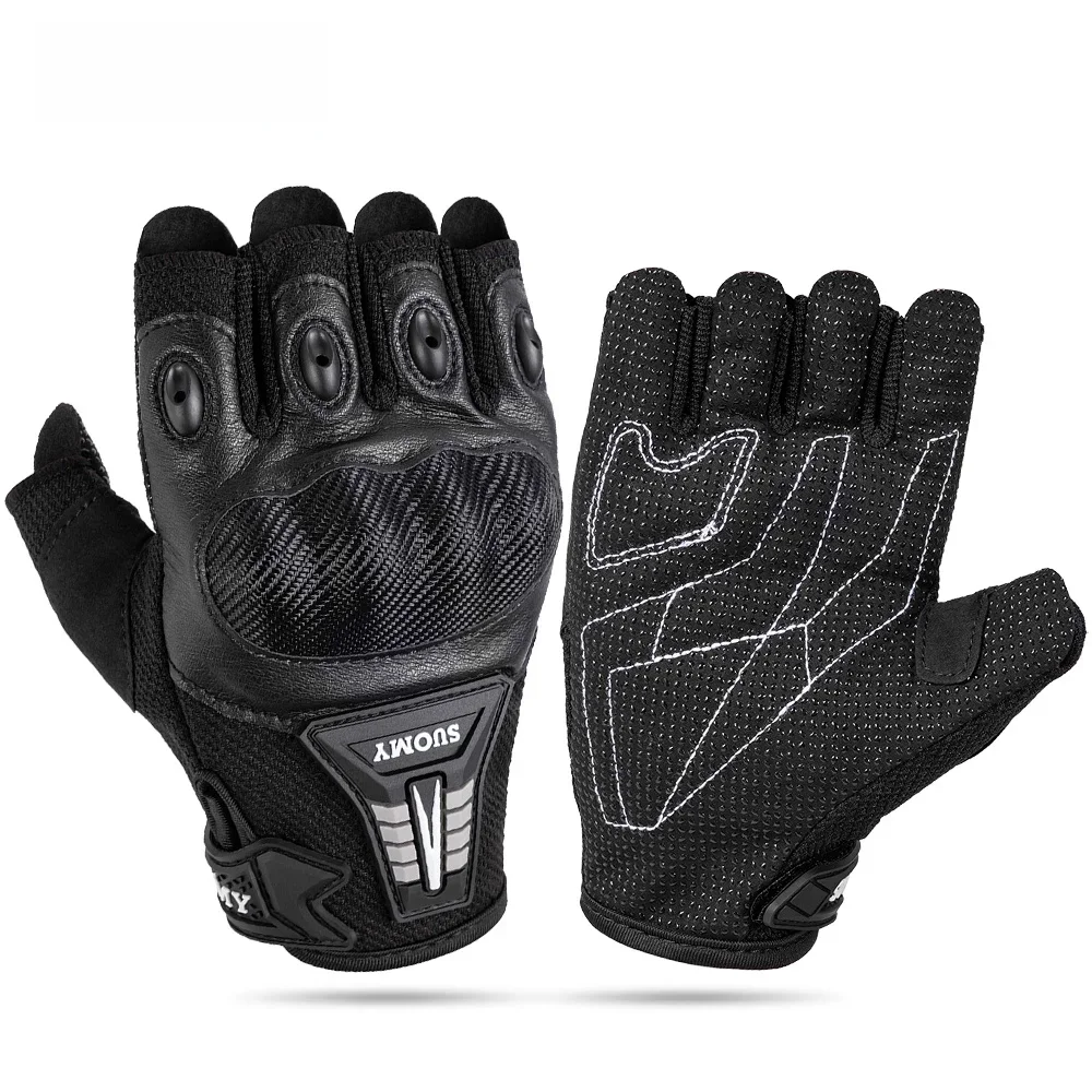 AliExpress NONE SUOMY Summer Half Finger Motorcycle Gloves Full Palm Non-slip Guantes Moto Motorcycle Fingerless Glove Moto Cycling Biker Racing