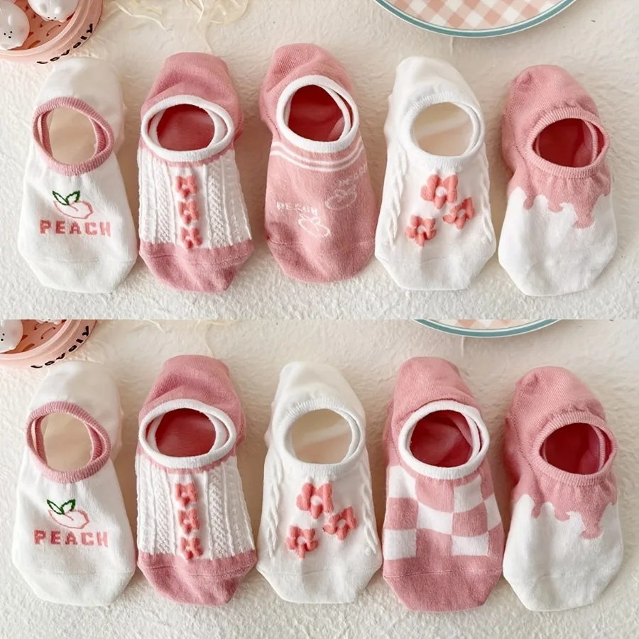 

15 пар разноцветных коротких носков персикового цвета, милые и универсальные, с низким вырезом, подходят для повседневного ношения на все сезоны.