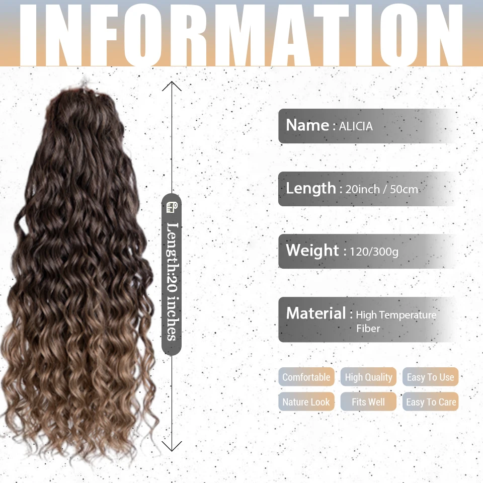 Extensiones de Cabello Afro rizado para mujer, trenzas de ganchillo de onda de agua sintética, cabello trenzado de diosa, 20 pulgadas