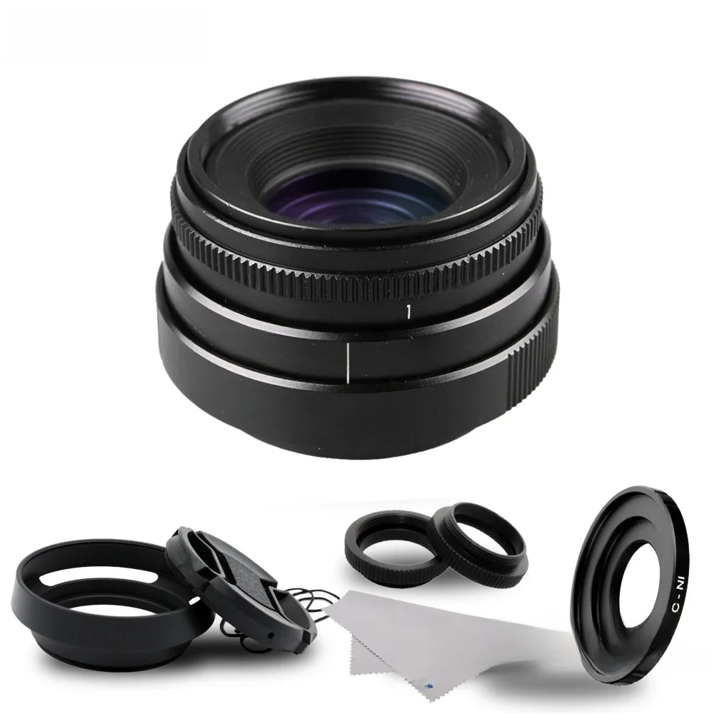 25mm F1.8 APS-C telewizji soczewka do TV obiektywy kamery przemysłowej soczewka do TV C mocowanie + osłona obiektywu do aparatu Nikon 1 bez lustra aparatu AW1 S2 J4 J3 J2 J1 V3 V2 V1 C-NI — zdjęcie 2